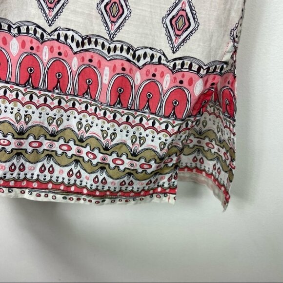 Tommy Bahama Silk Blend Bohemian Hippie Peasant Blouse Size XS Pink Print Boho - Picture 6 of 16